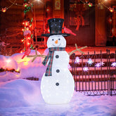 COSTWAY Led-sneeuwpopdecoratie, kerstdecoratie voor buiten en binnen, kerstfiguur met koudwitte ledlampen en grondpennen, kerstdecoratie, weerbestendig IP44, kerstverlichting