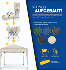 Partytent - opvouwbaar - 3x3 - Paviljoen - Crème - Tillvex®