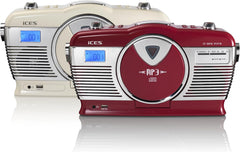 iCES ISCD-33 draagbare retro radio met cd/mp3-speler (USB) rood