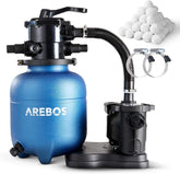 Zandfilterpomp - Zandfilter voor zwembad - 9500L/u - Blauw - Arebos