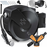 KESSER® Slanghaspel met tuinslang 20 m | waterslanghaspel voor wandmontage | wandhouder | 180° draaibaar & automatisch oprolbaar | wandslangbox incl. 7 functies handdouche