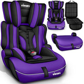 KIDUKU® Kinderzitje, 9-36 kg (1-12 jaar) met onderlegger voor kinderzitje, ECE R129/03, groep 1/2/3, autostoel, zwart/lila