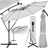 Tillvex® LED Parasol - Zweefparasol - Ø350cm - 360° Draaibaar - Wit