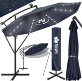 Tillvex® LED Parasol - Zweefparasol - Ø350cm - 360° Draaibaar - Blauw