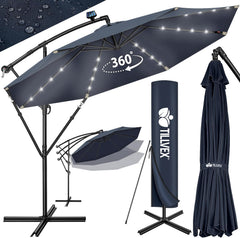 Zweefparasol - Tuinparasol - Parasol 300 cm - Met voet - Met Parasolhoes - Blauw - Tillvex •