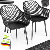 Tuinstoelen - Weerbestendig - Met armleuning - Set van 2 - Zwart - Tillvex®