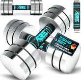 Dumbells set - Gewichten set - Halterset - Gietijzer - 2x7,5 kg - Zilver - RE:SPORT
