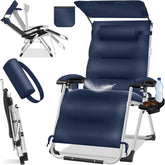 Tuinstoel - Ligstoel - Verstelbaar - Opvouwbaar - Blauw - KESSER®