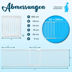 Veiligheidshek - Haardscherm - Hondenhek - 300cm - Wit - KIDUKU®