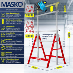 MASKO® Schraag - Telescopisch Werkbok - Hoogte verstelbaar - Rood