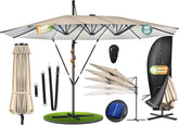 Zweefparasol - Tuinparasol - Parasol - 4,6x2,7 m - Met voet - Met Parasolhoes - Beige - KESSER