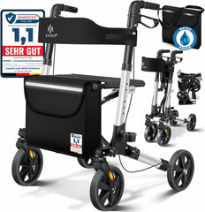 KESSER - Lichtgewicht Rollator - Dubbel Opvouwbaar - Zwart •