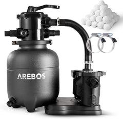 Zandfilterpomp - Zandfilter voor zwembad - 9500L/u - Zwart - Arebos