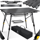 KESSER® Campingtafel Opvouwbaar - Verstelbaar - 90x53cm - Antraciet