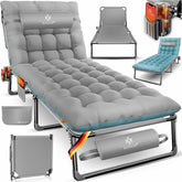 Ligbed - Ligstoel - Zonnebed - Opvouwbaar - Lichtgrijs - KESSER®