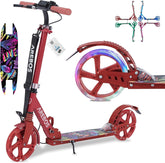 Kinderstep - LED Wielen - Verstelbaar - Vouwbaar - Rood - Arebos