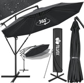 Tillvex® Parasol - Zweefparasol - Ø300cm - 360° Draaibaar - Antraciet