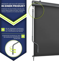 Tillvex® Klemluifel - Balkonluifel - Zonwering - 140x250cm - Antraciet