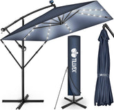 Zweefparasol - Tuinparasol - Parasol - Met voet - 235x235 cm - Met Parasolhoes - Marineblauw - Tillvex