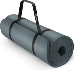 Yogamat - Fitness mat - Sportmat - Yoga mat extra dik - Donkergrijs - TRESKO