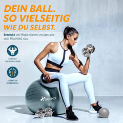 Fitness bal - Yoga bal - Pilates bal - Zwangerschapsbal - 75cm - Grijs