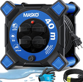 Masko® Kabelhaspel 40m - Verlengkabel - IP44 - Blauw