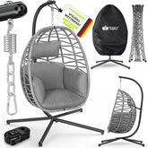 Egg Hangstoel - Hangstoel met standaard - Binnen en buiten - Tot 150kg - Grijs - Tillvex®