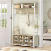 Schoenenbank - Schoenenkast - Schoenenrek - 187x110x31 cm - Wit - Hzuaneri