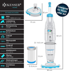 Zwembad stofzuiger - Zwembadstofzuiger - Zwembadreiniger - Blauw - KESSER®