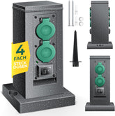 KESSER® Tuincontactdoos - 4 stopcontacten - IP44 - Antraciet