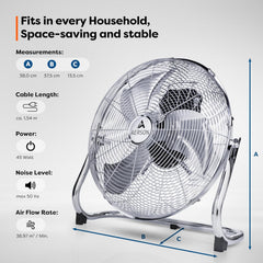 Vloerventilator - 30 cm - Industriele ventilator - Zilver - AERSON