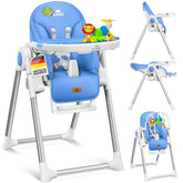 KIDIZ® 3-in-1 kinderstoel incl. speelbeugel, babyligstoel, combi-kinderstoel, hoge babystoel, 7 in hoogte verstelbaar, verstelbare rugleuning, meegroeiend vanaf 0 tot 36 maanden, babystoel, blauw