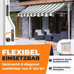 KESSER® Klemluifel met handslinger, balkon, balkonluifel zonder boren, luifel uv-bestendig, in hoogte verstelbaar en waterafstotend, zonwering voor balkon, terras en tuin, terrasoverkapping, 200 cm