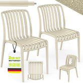 tillvex® Tuinstoelen, 2-delige set, stapelbaar, weerbestendig, tot 120 kg belastbaar, tuinstoelen, outdoor, terrasstoel, tuinmeubelen, balkon, tuin, terras, beige