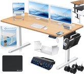 KESSER® In hoogte verstelbaar bureau elektrisch 160 cm x 70 cm | Ergonomisch sta-zit-bureau | 3-functie-geheugenbesturing | Incl. 360° wielen & USB-oplaadpoort computertafel voor thuiskantoor, wit