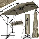 Tillvex® Parasol - Rechthoekig - 235x235cm - Verstelbaar - Bruin