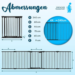 Veiligheidshek - Haardscherm - Hondenhek - 240cm - Zwart - KIDUKU®