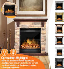 KESSER® Elektrische open haard met 3D-vlameffect, met verwarmingsfunctie, elektrische open haard met 1800 W vermogen, timer, thermostaat, afstandsbediening, dimbaar, natuur/bruin