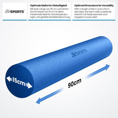 ScSPORTS Pilatesrol, gymnastiekrol, schuimrubber, 15 x 90 cm, blauw