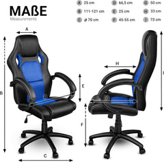 Ergonomische Bureaustoel - Office Chair - Gamestoel - Volwassenen - Blauw - TRESKO