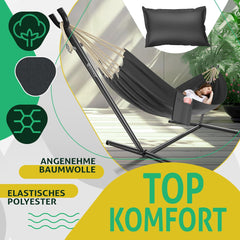 KESSER® XXL Hangmat 2 personen - Tot 200kg - Metalen Frame - Antraciet