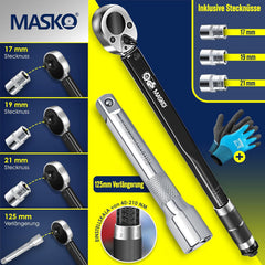 MASKO® Momentsleutel - 6-delig set - 40-210Nm - Zwart