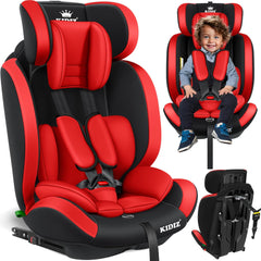 KIDIZ® Autokinderzitje met Isofix, groep 1 + 2 + 3, 9-36 kg, 5-punts veiligheidsgordel, autostoel, kinderzitje, verstelbare hoofdsteun, meegroeiende zitverhoging, 1-12 jaar, stabiel en veilig