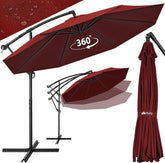 Zweefparasol - Tuinparasol - Parasol 350 cm - Met voet - Met Parasolhoes - Rood - Tillvex