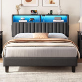 Bedframe met lattenbodem - 90x200 cm - Metaal - Grijs - Rolanstar