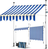 KESSER® Klemluifel met handslinger en led-lichtsnoer, balkonluifel zonder boren, luifel uv-bestendig, in hoogte verstelbaar en waterafstotend, zonwering voor balkon, terras en tuin, 200 cm