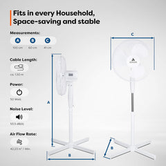 Aerson Statiefventilator - Ventilator Staand - Verstelbaar - 50W - Wit