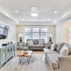 Plafondventilator met LED-lamp 24W, plafondventilatorlamp 132cm, met afstandsbediening, stille DC-motor, timer, 3 bladen