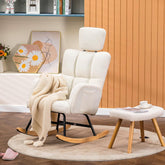 Schommelstoel - Fauteuil met armleuning - Relaxfauteuil - Relaxstoel - Beige - COMHOMA