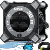 Masko® Kabelhaspel 30m - Verlengkabel - IP44 - Grijs